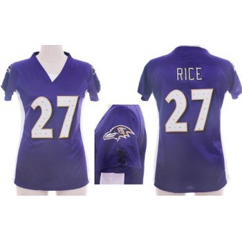 Nike Baltimore Ravens #27 Ray Rice 2012 Purple Womens Draft Him II Top Jersey