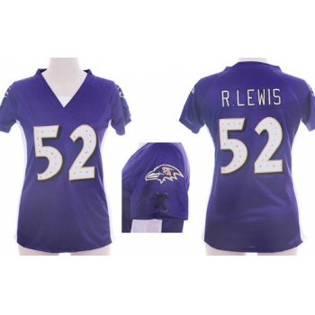 Nike Baltimore Ravens #52 Ray Lewis 2012 Purple Womens Draft Him II Top Jersey