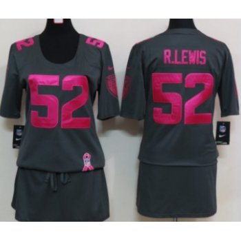 Nike Baltimore Ravens #52 Ray Lewis Breast Cancer Awareness Gray Womens Jersey