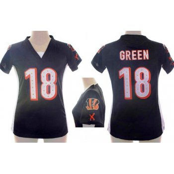 Nike Cincinnati Bengals #18 A.J. Green 2012 Black Womens Draft Him II Top Jersey