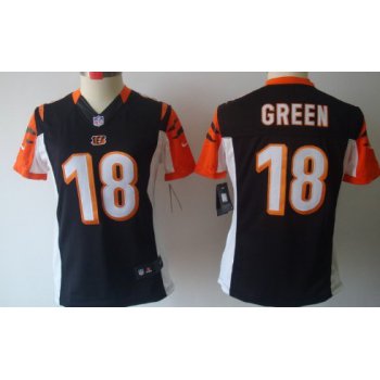 Nike Cincinnati Bengals #18 A.J. Green Black Limited Womens Jersey