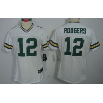 Nike Green Bay Packers #12 Aaron Rodgers White Limited Womens Jersey