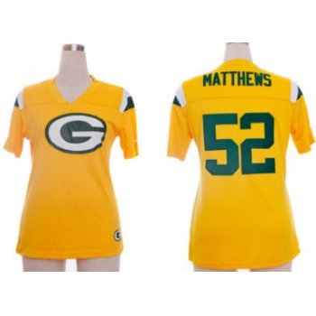 Nike Green Bay Packers #52 Clay Matthews 2012 Yellow Womens Field Flirt Fashion Jersey