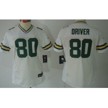 Nike Green Bay Packers #80 Donald Driver White Limited Womens Jersey