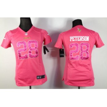 Nike Minnesota Vikings #28 Adrian Peterson Pink Sweetheart Diamond Womens Jersey