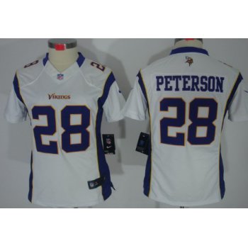 Nike Minnesota Vikings #28 Adrian Peterson White Limited Womens Jersey