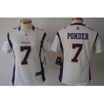 Nike Minnesota Vikings #7 Christian Ponder White Limited Womens Jersey