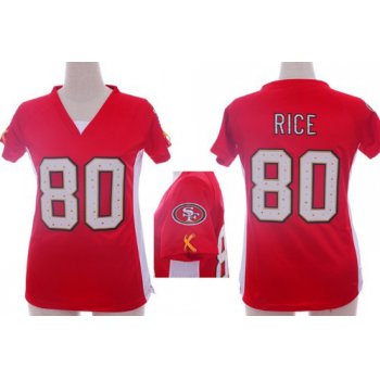 Nike San Francisco 49ers #80 Jerry Rice 2012 Red Womens Draft Him II Top Jersey