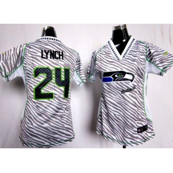 Nike Seattle Seahawks #24 Marshawn Lynch 2012 Womens Zebra Fashion Jersey