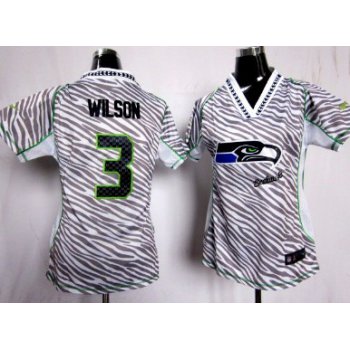 Nike Seattle Seahawks #3 Russell Wilson 2012 Womens Zebra Fashion Jersey