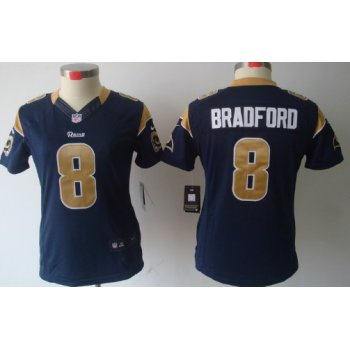 Nike St. Louis Rams #8 Sam Bradford Navy Blue Limited Womens Jersey