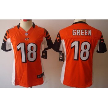 Nike Cincinnati Bengals #18 A.J. Green Orange Limited Womens Jersey