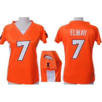 Nike Denver Broncos #7 John Elway 2012 Orange Womens Draft Him II Top Jersey