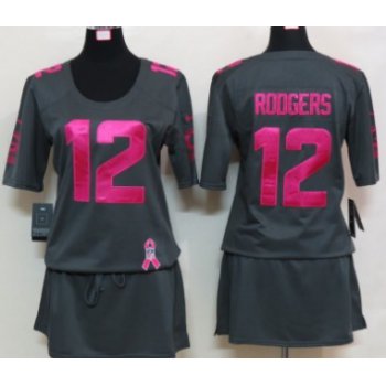 Nike Green Bay Packers #12 Aaron Rodgers Breast Cancer Awareness Gray Womens Jersey