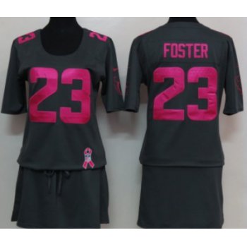 Nike Houston Texans #23 Arian Foster Breast Cancer Awareness Gray Womens Jersey