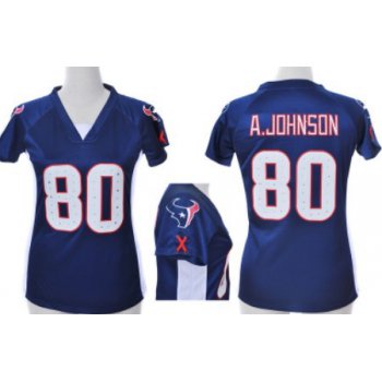 Nike Houston Texans #80 Andre Johnson 2012 Blue Womens Draft Him II Top Jersey