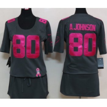 Nike Houston Texans #80 Andre Johnson Breast Cancer Awareness Gray Womens Jersey