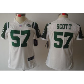 Nike New York Jets #57 Bart Scott White Limited Womens Jersey