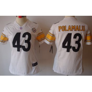 Nike Pittsburgh Steelers #43 Troy Polamalu White Limited Womens Jersey