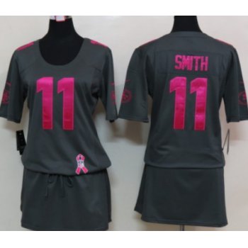 Nike San Francisco 49ers #11 Alex Smith Breast Cancer Awareness Gray Womens Jersey