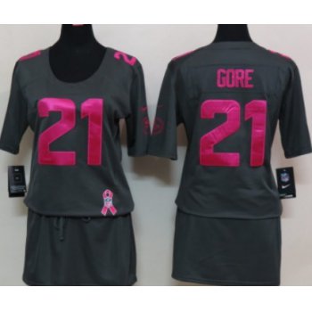 Nike San Francisco 49ers #21 Frank Gore Breast Cancer Awareness Gray Womens Jersey