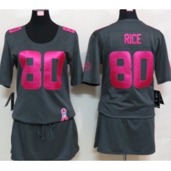 Nike San Francisco 49ers #80 Jerry Rice Breast Cancer Awareness Gray Womens Jersey