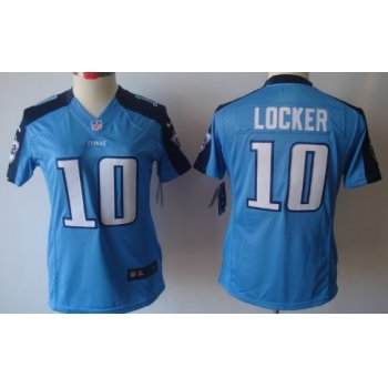 Nike Tennessee Titans #10 Jake Locker Light Blue Limited Womens Jersey