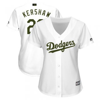 Dodgers #22 Clayton Kershaw White 2018 Memorial Day Cool Base Women's Stitched Baseball Jersey