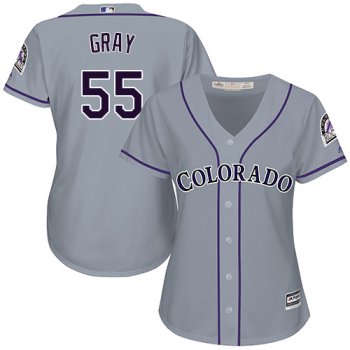 Rockies #55 Jon Gray Grey Road Women's Stitched Baseball Jersey