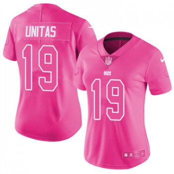 Nike Colts #19 Johnny Unitas Pink Women's Stitched NFL Limited Rush Fashion Jersey