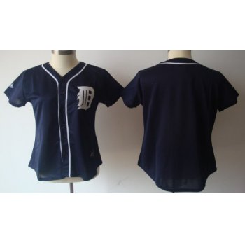 Detroit Tigers Blank Navy Blue Womens Jersey