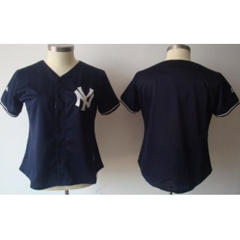 New York Yankees Blank Navy Blue Womens Jersey