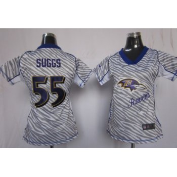 Nike Baltimore Ravens #55 Terrell Suggs 2012 Womens Zebra Fashion Jersey