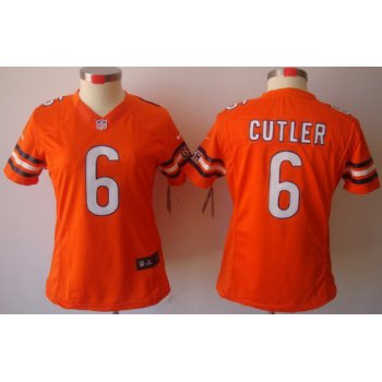 Nike Chicago Bears #6 Jay Cutler Orange Limited Womens Jersey