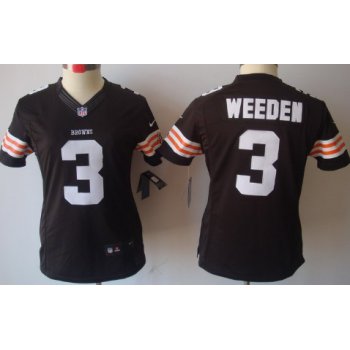 Nike Cleveland Browns #3 Brandon Weeden Brown Limited Womens Jersey