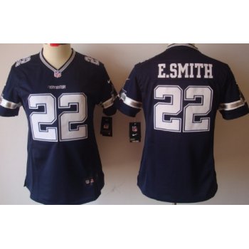 Nike Dallas Cowboys #22 Emmitt Smith Blue Limited Womens Jersey