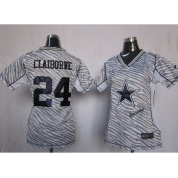 Nike Dallas Cowboys #24 Morris Claiborne 2012 Womens Zebra Fashion Jersey