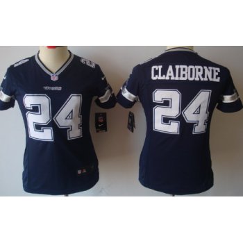 Nike Dallas Cowboys #24 Morris Claiborne Blue Limited Womens Jersey