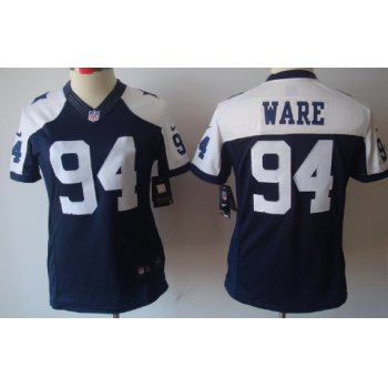 Nike Dallas Cowboys #94 DeMarcus Ware Blue Thanksgiving Limited Womens Jersey