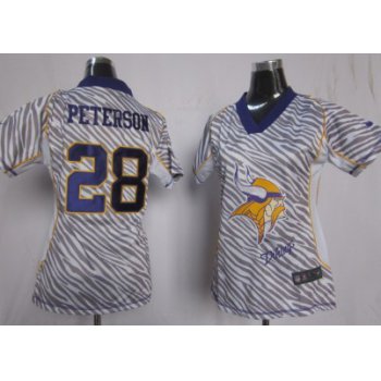 Nike Minnesota Vikings #28 Adrian Peterson 2012 Womens Zebra Fashion Jersey