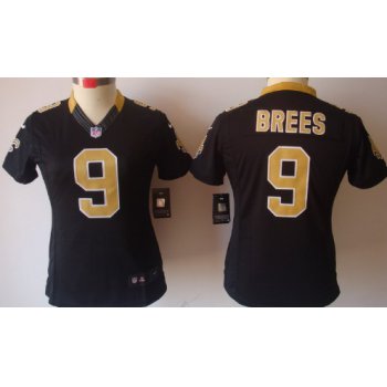 Nike New Orleans Saints #9 Drew Brees Black Limited Womens Jersey