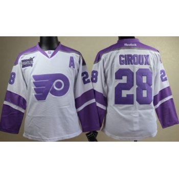 Philadelphia Flyers #28 Claude Giroux White Womens Fights Cancer Jersey