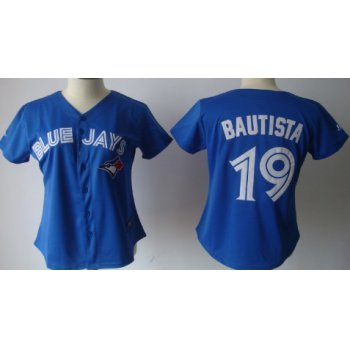 Toronto Blue Jays #19 Jose Bautista Blue Womens Jersey