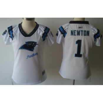 Carolina Panthers #1 Cam Newton 2011 White Womens Field Flirt Fashion Jersey