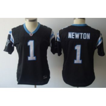 Carolina Panthers #1 Cam Newton Black Womens Jersey