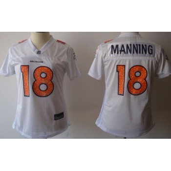 Denver Broncos #18 Peyton Manning White Womens Sweetheart Jersey