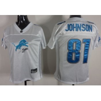 Detroit Lions #81 Calvin Johnson 2011 White Stitched Womens Jersey