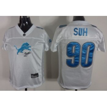 Detroit Lions #90 Ndamukong Suh 2011 White Stitched Womens Jersey