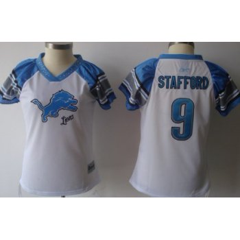 Detroit Lions #9 Matthew Stafford 2011 White Womens Field Flirt Fashion Jersey