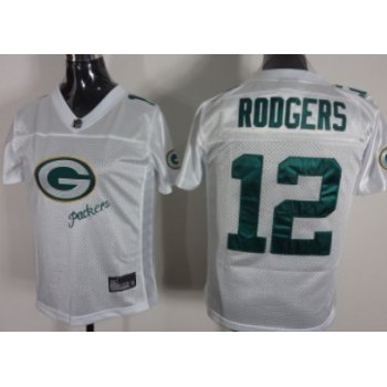 Green Bay Packers #12 Aaron Rodgers 2011 White Stitched Womens Jersey